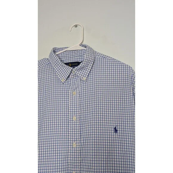 Polo Ralph Lauren Shirt Mens XLT Blue  Gingham Performance Button Down Shirt - Picture 3 of 11
